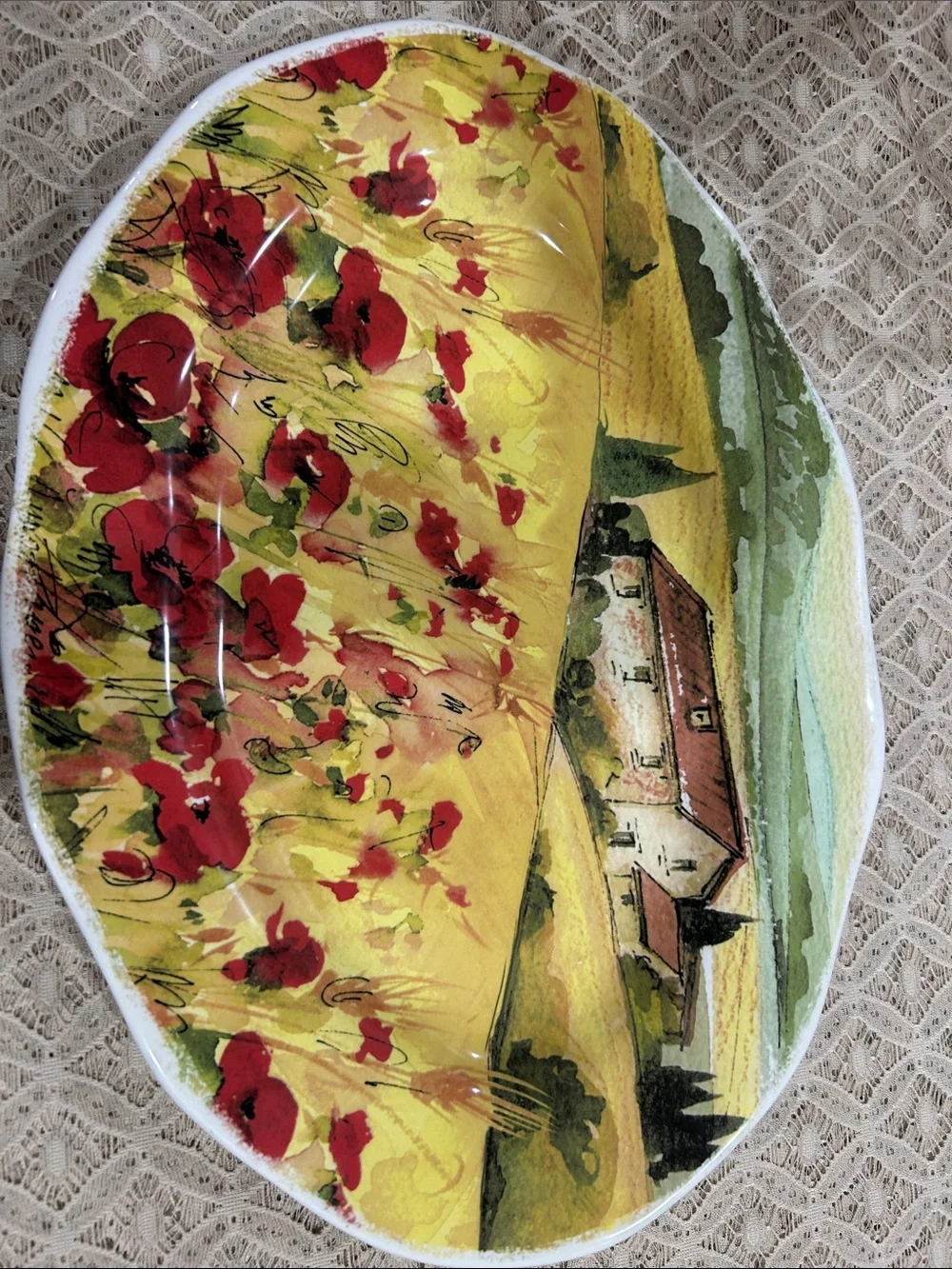 Opificio Etico Red Poppy Field Ceramic Serving Platter made in Italy